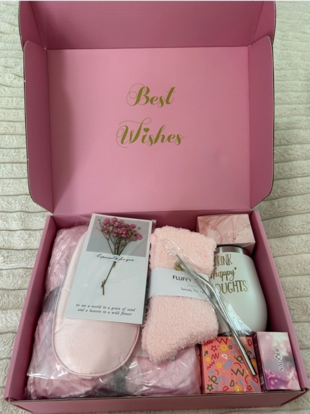 Pink Women’s Bath & Body Gift Set - Fluffy Spa Essentials